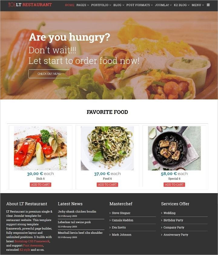 Meal Ordering Website Theme